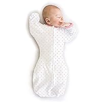 SwaddleDesigns Transitional Swaddle Sack with Arms Up Half-Length Sleeves and Mitten Cuffs, Tiny Triangles, Pink, Medium, 3-6mo, 14-21 lbs (Better Sleep for Baby Girls, Easy Swaddle Transition)