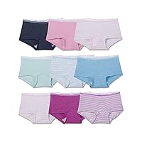 Fruit of the Loom Girl's 9 Pack Boyshort Underwear