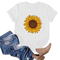 Graphic Tees for Women Trendy Floral Sunflower Printed Summer T Shirts Short Sleeve Casual Cotton Cute Tops for Teen Girls