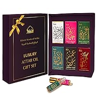 Luxury Attar Oil Set Arabian unisex perfume oils | 6 assorted scents x 6ml | Arabic oud fragrance oil | Alcohol free, Vegan | Ramadan & Eid Islamic Gifts