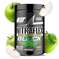 GAT SPORT Nitraflex Black Pre-Workout Powder, Extreme Pre-Training Formula for Men & Women, 40 Servings (Green Apple)