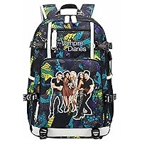 Lightweight Canvas Bookbag The Vampire Movie Casual Travel Knapsack with Charge Port Daily Graphic Daypack