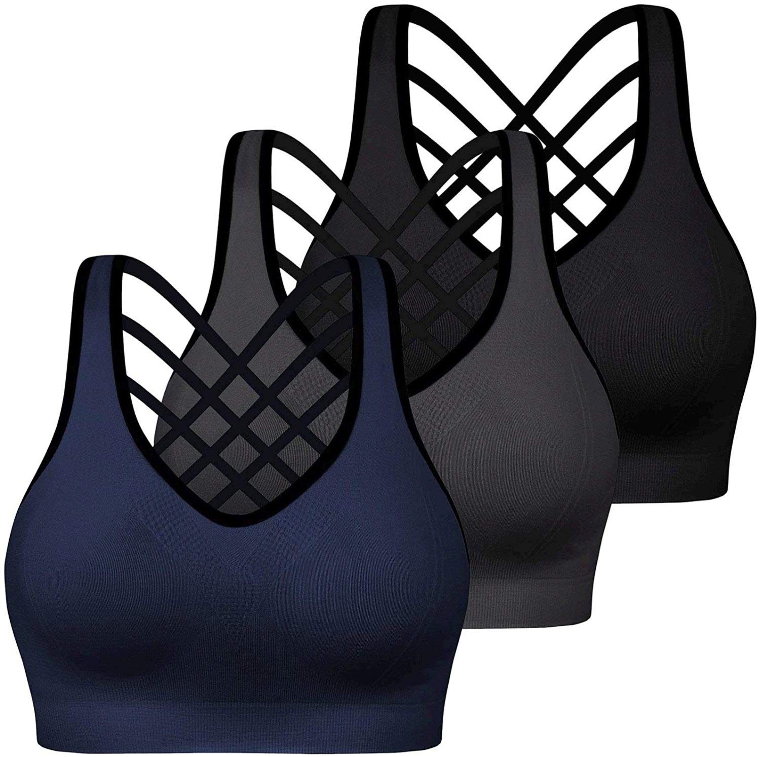 Racerback Sports Bras for Women with Pads - 4 Pack High Impact