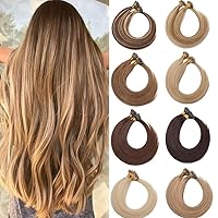 SEGO Nano Bead Ring Human Hair Extension Pre Bonded Nano Tip Remy Hair Extensions Micro Beads Rings Loop Hand Tied Hairpiece 20 Inch #04 Medium Brown 1g/strand 50g/pack