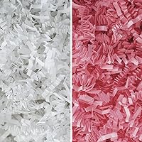 MagicWater Supply - White & Light Pink (2 LB per color) - Crinkle Cut Paper Shred Filler great for Gift Wrapping, Basket Filling, Birthdays, Weddings, Anniversaries, Valentines Day