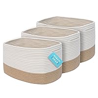 OrganiHaus Set of 3 Woven Baskets for Storage | Cotton Rope Basket for Decor | Shoe Basket Organizers & Storage | Decorative Storage Baskets & Bins | Cute Storage Basket for Toys & Cloths - Honey