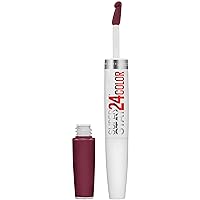Super Stay 24, 2-Step Liquid Lipstick Makeup, Long Lasting Highly Pigmented Color with Moisturizing Balm, Merlot Armour, Red, 1 Count