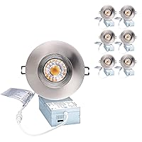 Canless Recessed Gimbal Downlight Rotatable-Spotlight 5 CCT Eyeball Ceilling Potlight, Dimmable Lights Fixture with Junction Box, 8W CCT Adjustable (Brushed Nickel, 4 Inch)