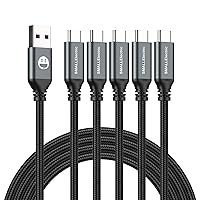 USB Type-C to A Cable 5pack 6ft Braided Fast Charging 3A Quick Charger Cord, 6 Foot Compatible iPhone 15,Samsung Galaxy S10 S9 S8 Plus, Note 10 9 8, LG V50 V40 G8 G7(Grey)