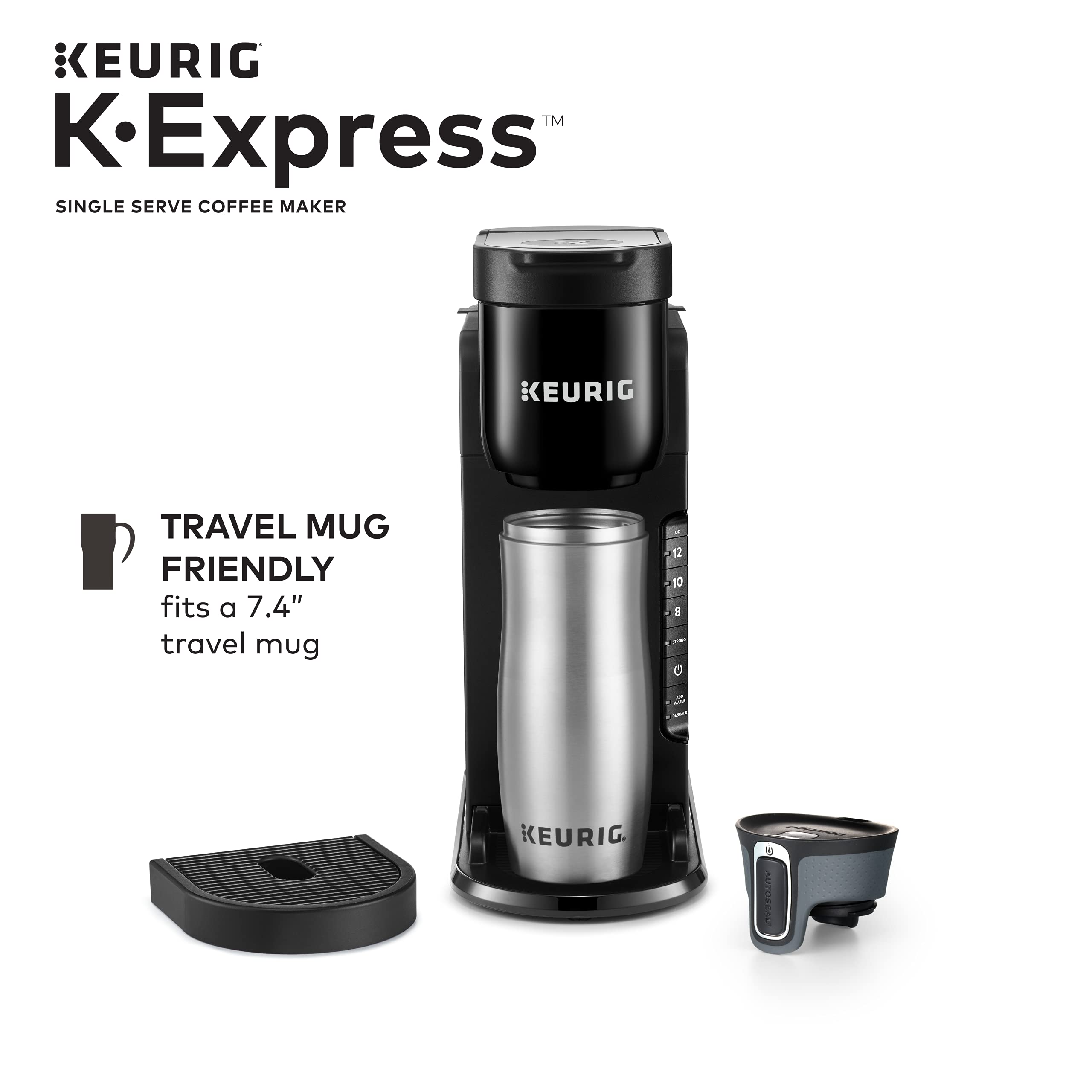 Keurig K-Express Coffee Maker, Single Serve K-Cup Pod Coffee Brewer, Black, 12.8” L x 5.1” W x 12.6” H