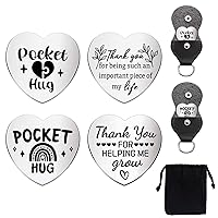 GLOBLELAND 2Set Thank You to The Elders Love Heart Pocket Hug Token Long Distance Gifts Double Sided Engraved Hug Token Coins Keepsake with PU Leather Keychain for Family Friend Lover Graduation