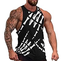 Heavy Metal Rock Skeleton Hand Men's Workout Tank Top Casual Sleeveless T-Shirt Tees Soft Gym Vest for Indoor Outdoor
