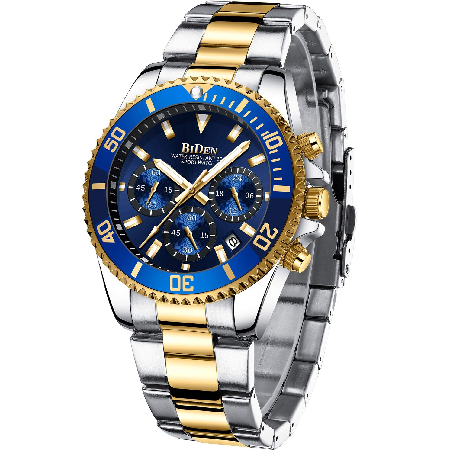 Mua Men's Stainless Steel Chronograph Watch, Waterproof Designer  Wristwatch, Luminous Analogue Business Watch With Date trên Amazon Đức  chính hãng 2023 | Giaonhan247
