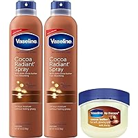 Vaseline Cocoa Radiant Lotion Set + Mini Vaseline Lip Therapy, Cocoa Butter Lotion Spray Moisturizer, Vaseline Intensive Care Lotion, Vaseline Lip Balm (3 Piece Set)