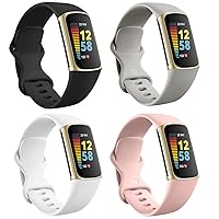 Maledan Band Compatible with Fitbit Charge 5 Bands for Women/Fitbit Charge 6 Bands, 4 Pack Waterproof Sport Replacement wristband for Fitbit Charge 6/Charge 5 Tracker, Small