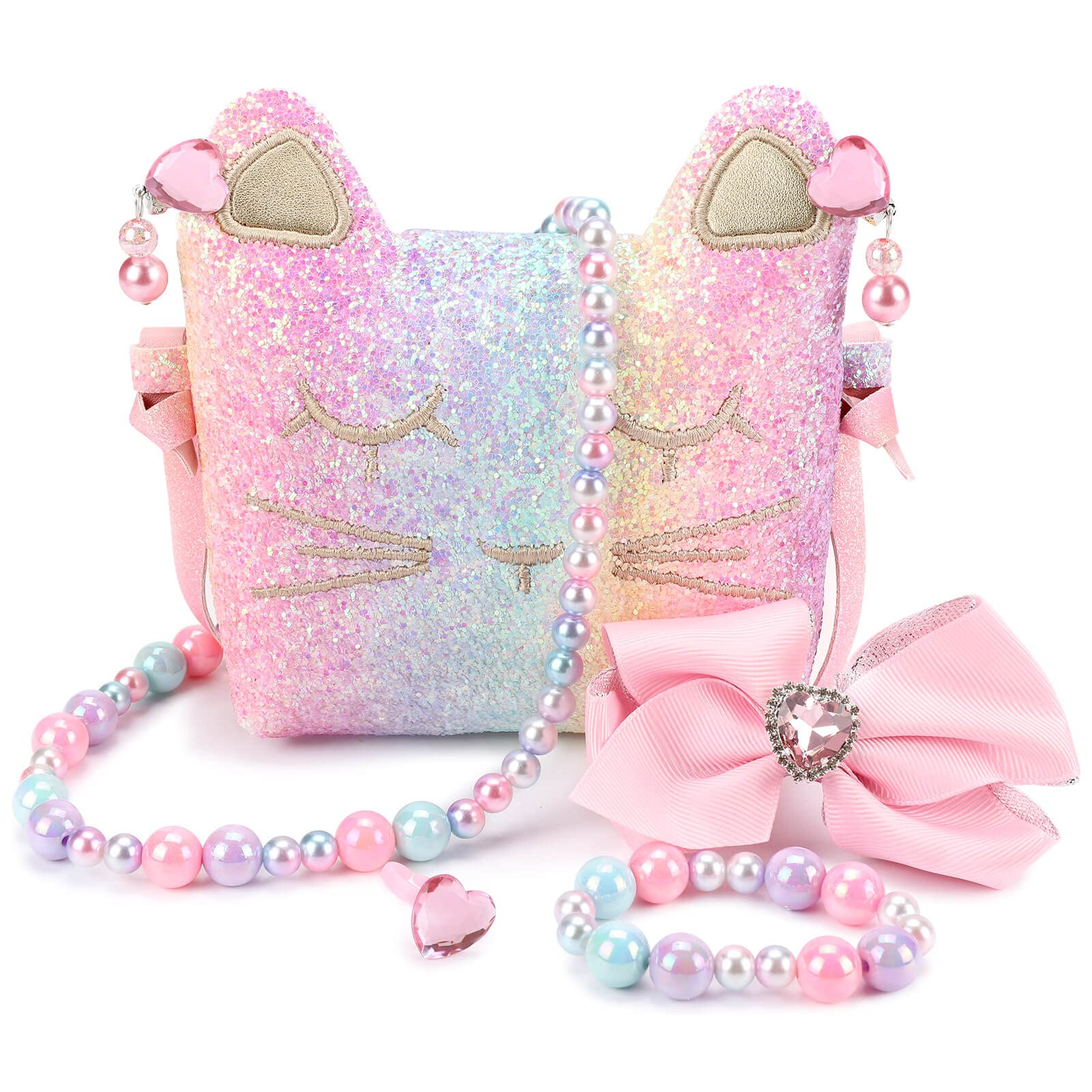 mibasies Purse for Little Girls Dress Up Jewelry Pretend Play Kids Accessories Gifts Presents