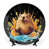 Cute Capybara Animal Pattern Bone China Decorative Plate Ceramic Dinner Plates Decorative Plate Crafts for Women Men