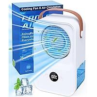Portable Personal Air Cooler - Powerful, Quiet, and Energy Efficient USB Evaporative Air Cooler Cooling Fan in 4 Speed For Bedroom, Office, Living Room & More White