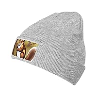 Unisex Beanie for Men and Women Nut-Eating Squirrel Knit Hat Winter Beanies Soft Warm Ski Hats