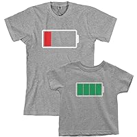 Threadrock Full and Low Battery Toddler & Men's T-Shirt Matching Set