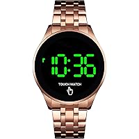 findtime Watches for Men Women, LED Touch Screen Digital Black Watch Backlight Fashion Stainless Steel Wristwatch 30M Waterproof Business Classic Dress Designer