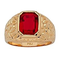 PalmBeach Men's Yellow Gold-plated Emerald Cut Simulated Red Ruby Nugget Style Ring Sizes 8-16