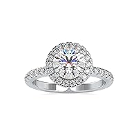 Riya Gems 3 CT Round Infinity Accent Engagement Ring Wedding Eternity Band Vintage Solitaire Silver Jewelry Halo-Setting Anniversary Praise Ring Gift