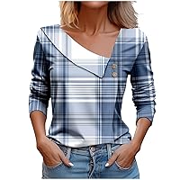 Women Tops Dressy Casual Blouse Long Sleeve Work Shirts Blouse Plus Size Plaid T Shirts Fashion 2024 Spring Clothes