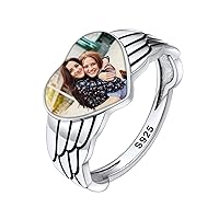 Silvora 925 Sterling Silver Angel Wings Band Rings for Women Men Personalized Custom with Gift Packaging