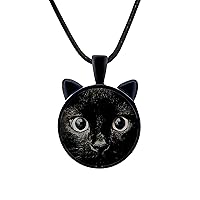 Kitty Pendant Halloween Black Cat Necklace - Peeking Black Cat Pendant - Black Kitty Pendant