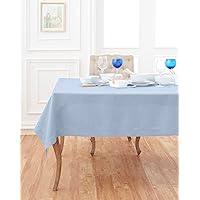 Solino Home Sky Blue Linen Tablecloth 60 x 120 Inch – Classic Hemstitch, 100% Pure European Flax Linen Tablecloth – Machine Washable Rectangular Table Cover for Spring, Summer