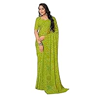 Cocktail Party Wear Indian Woman Soft Bandhej Printed Chiffon Saree Blouse Fancy Border Festival Sari 2018 (10)