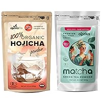 Culinary Matcha + Hojicha Green Tea Bundle - Organic Matcha Green Tea Powder 100g/3.5oz and Japanese Origin Roasted Green Tea Powder 100g/3.5oz - by AprikaLife