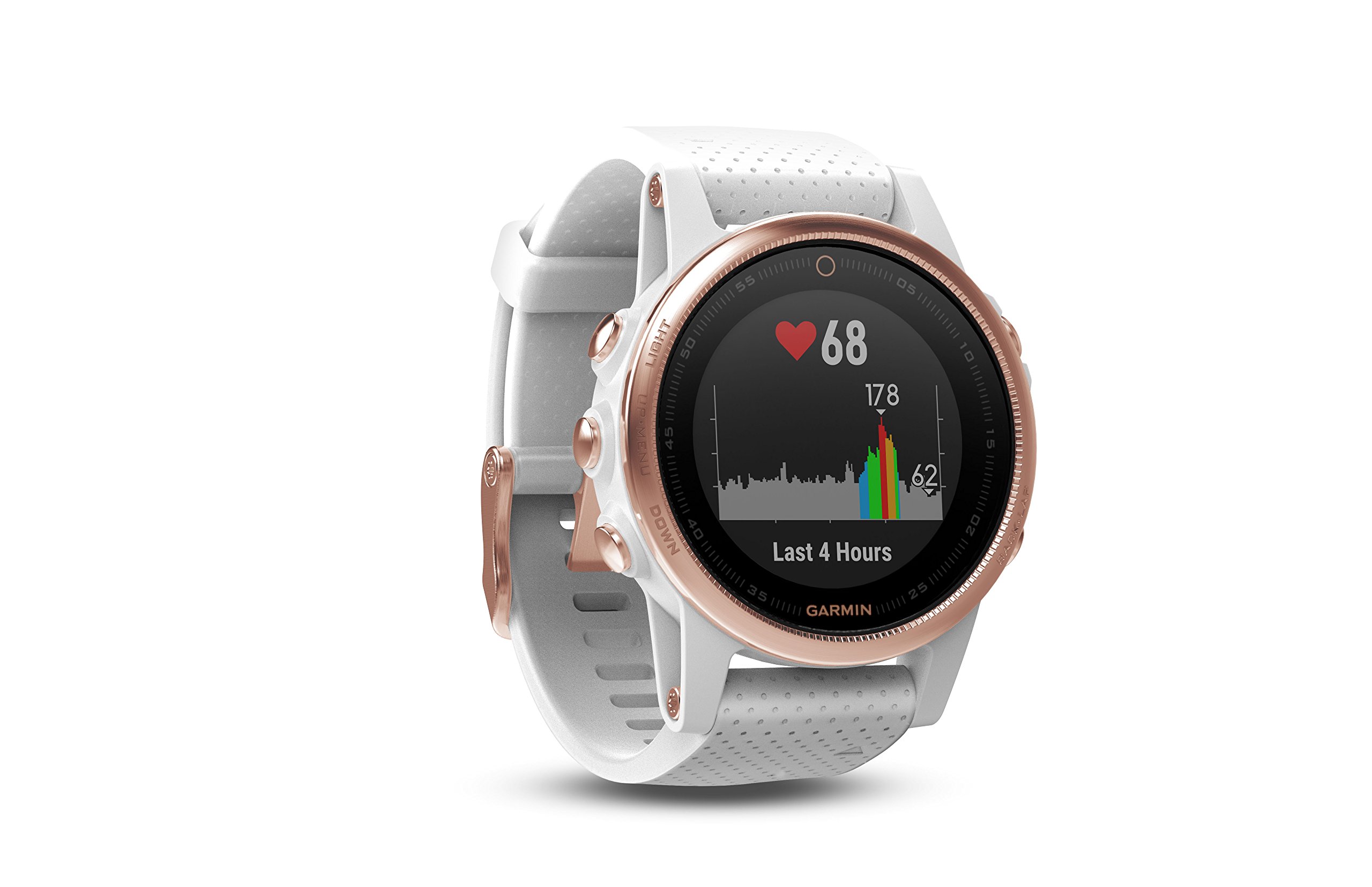 Garmin fēnix 5s, Premium and Rugged Smaller-Sized Multisport GPS Smartwatch, Sapphire Glass, Rose Gold/White