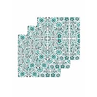 Teal Boho Waffle Kitchen Towels Dishcloths, Ethnic Tribal Floral Abstract Art Aesthetics Absorbent Dish Towels | Hand Towels for Bathroom/Bar, 12 x 12 Inch, 3 Pcs