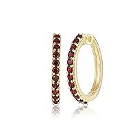 MORGAN & PAIGE Yellow Gold-Plated .925 Sterling Silver Hoop Earrings for Women - Choice of Birthstone Hypoallergenic Gold-Plated Earrings