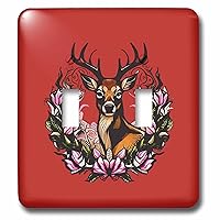 Arkansas Deer With Antlers And Apple Blossom Tattoo Art - Light Switch Covers (lsp-384040-2)