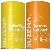Solar Essence Bundle with Turmeric Curcumin+, Optimal Support for Bone and Joint Health with Vitamin D3 5000 IU, K2, Calcium & Bioperine, Made in USA