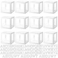 12 Pcs Transparent Balloon Boxes Clear Balloon Boxes with 99 Letters for Baby Shower Gender Reveal Grad Birthday Party Bridal Wedding Anniversary Backdrop Decoration (White)
