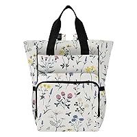 Boho Meadow Wildflower Diaper Bag Backpack for Dad Mom Large Capacity Baby Changing Totes with Three Pockets Multifunction Travel Back Pack for Shopping