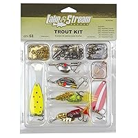 EAGLE CLAW TROUT TACKLE KIT, 68 PIECES, CONTAINS ASSORTMENT OF HOOKS, TACKLE AND RIGS FOR FISHING FRESHWATER TROUT