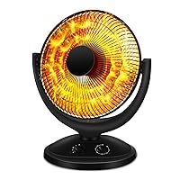 Antarctic Star Space Heater, Portable Heater Electric Ceramic Small Heater Indoor Use Oscillating Radiant Dish Heater Overheat Protection Quiet with Adjustable Tilt For home or office, 800W Black