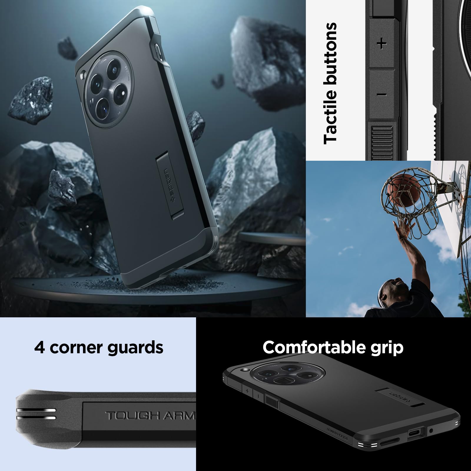 Spigen Tough Armor Designed for OnePlus 12 Case (2024) - Black