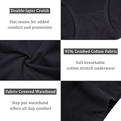 wirarpa Women's Cotton Underwear High Waisted Ladies Panties Full Coverage Briefs 4 Pack (Regular & Plus Size)