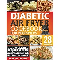 Diabetic Air Fryer Cookbook: 365 Days Quick and Delicious Recipes with Inexpensive Ingredients to Lower Your Blood Sugar for Type 2 Diabetes and Prediabetes | 28 Days Healthy Meal Plan