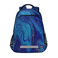 Navy Blue Marble Backpacks Travel Laptop Daypack School Book Bag for Men Women Teens Kids