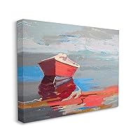 Stupell Industries Red Row Boat Reflection on Lake Water Abstract, Designed by Beth A. Forst Canvas Wall Art, 16 x 20, Multi-Color