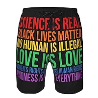 Black Lives Matter Board Shorts Man Quick Dry Board Shorts with Pockets Mesh Lining Board Trunks