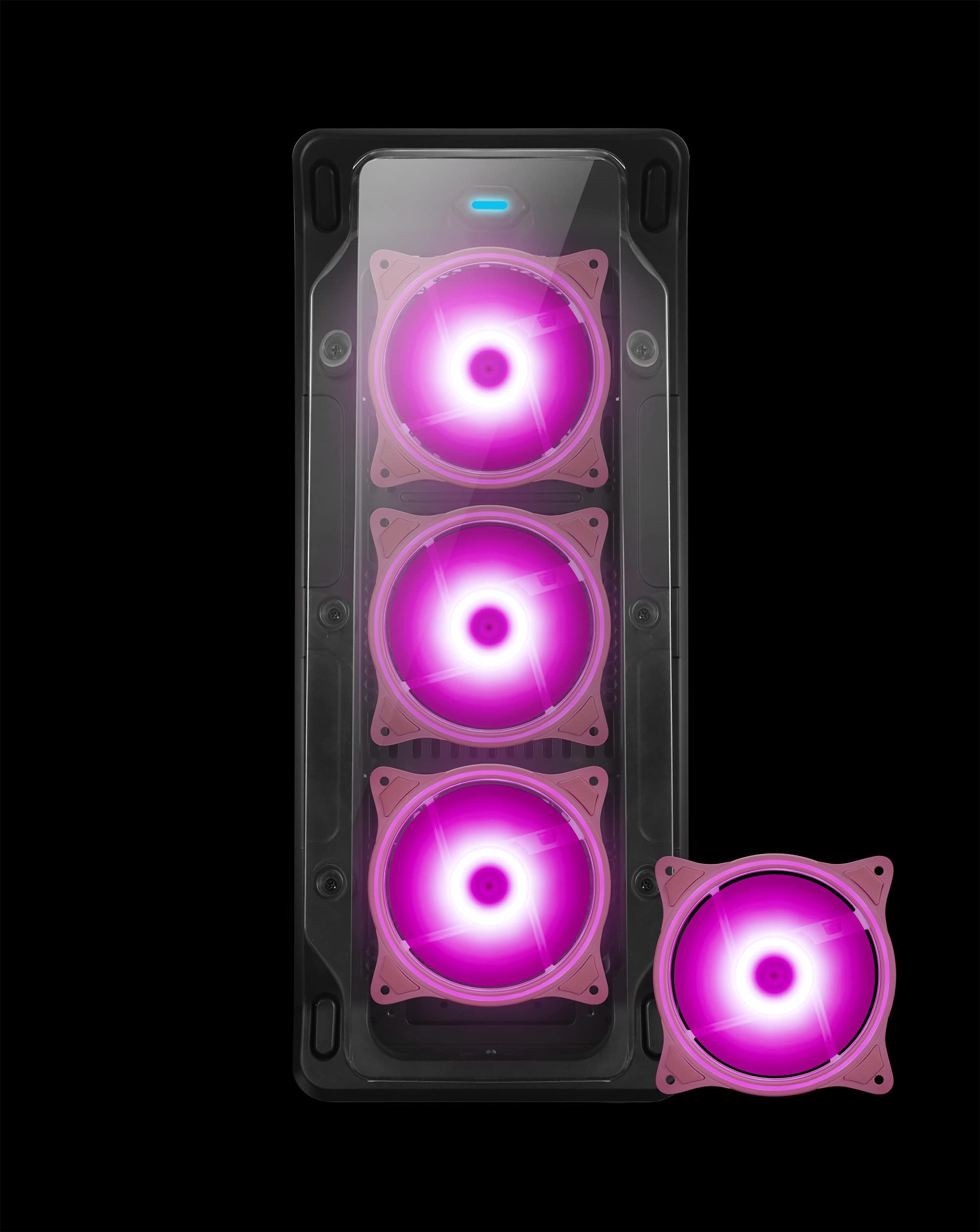 120mm Computer PC Cooling Fan Pink LED Game Case Cooler Fan Quiet 12V Computer PC Fan with Triple Light Loop 3-Pack