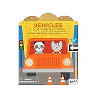 Petit Collage Coloring Book with Stickers Vehicles
